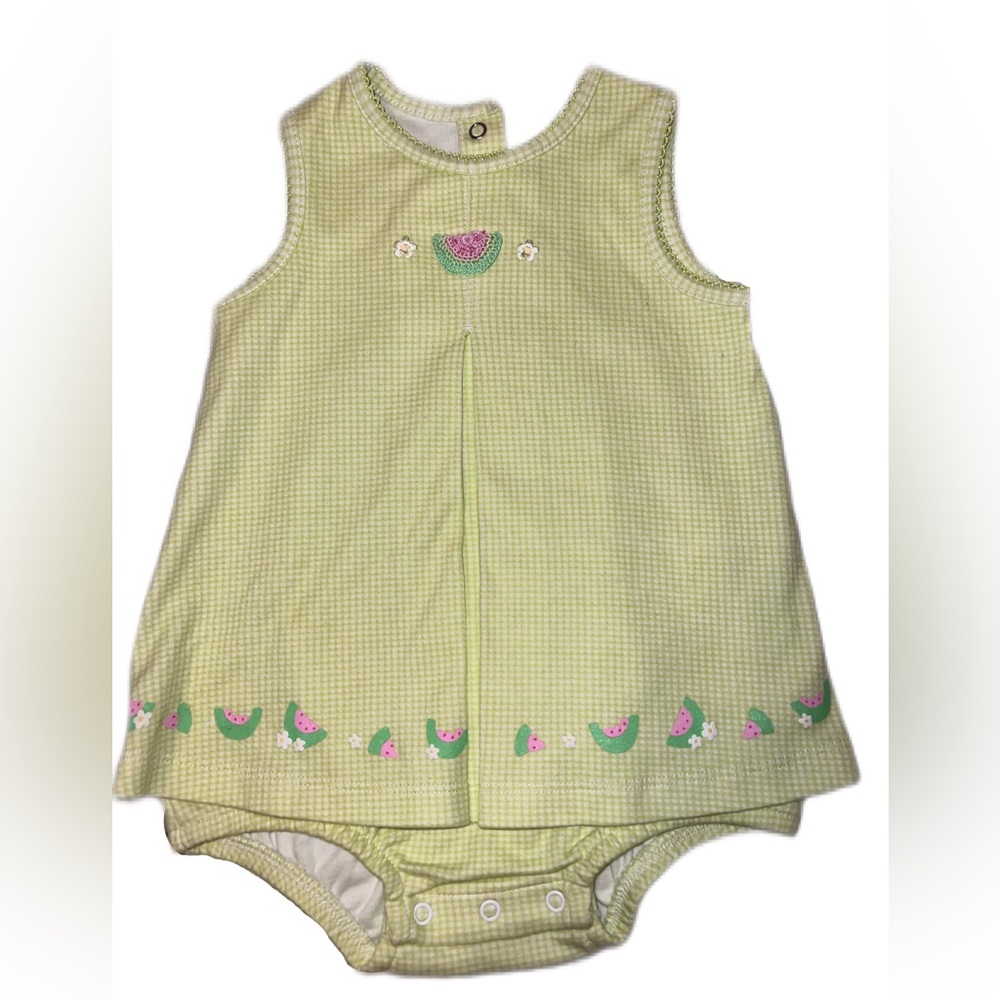 Pistachio light green vintage dress with watermelon pattern 🍉